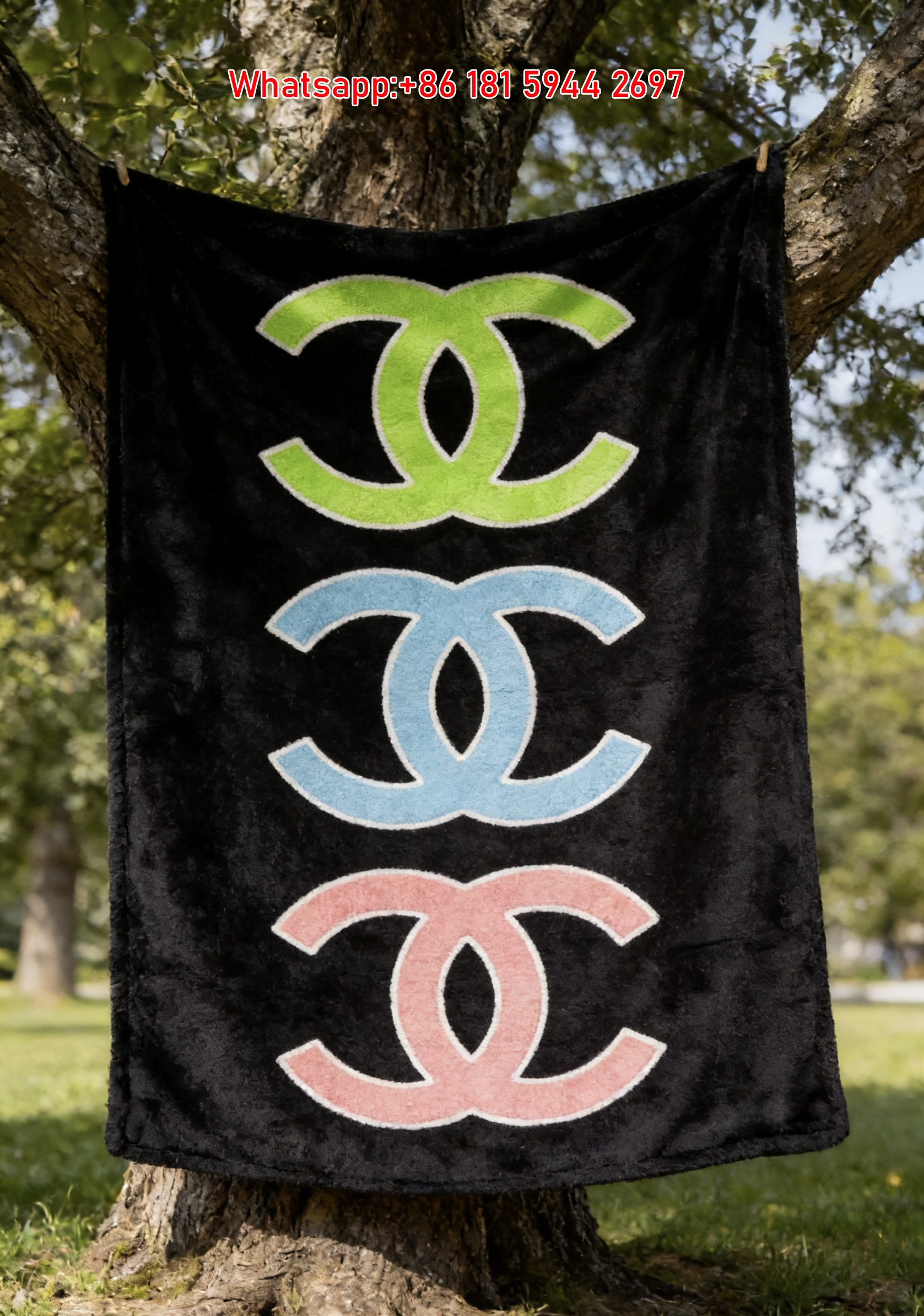Chanel Colorful Logo Flannel Sofa Throw Blanket Chanel Colorful Logo Flannel Sofa Throw Blanket